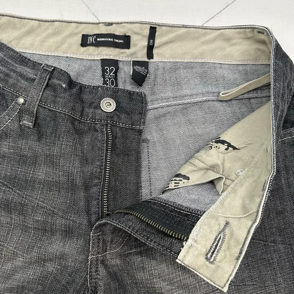 VTG INC International Concepts Rio Embroidered BootCut Jeans Men 32x30 Black Y2K